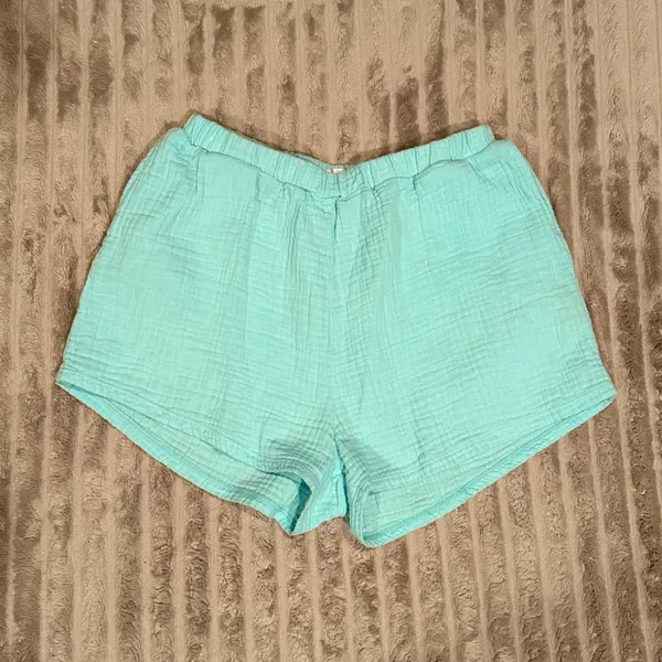 Vitamin A Aqua Blue Cotton Gauze Lounge Shorts Women's Sz S Elastic Waist Casual - Image 2