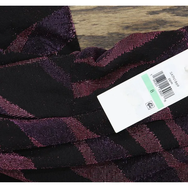 NWT Siena Metallic Side-Twist Long Sleeve Faux Wrap Mini Dress Purple Multi 8 - Image 7