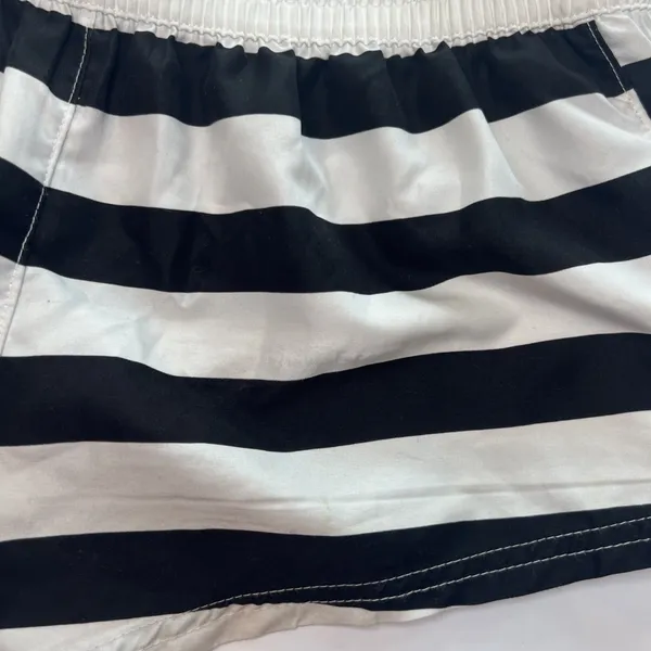 Y2K OP Ocean Pacific Black White Striped Board Shorts Low Rise Lace Up S 3-5 - Image 8