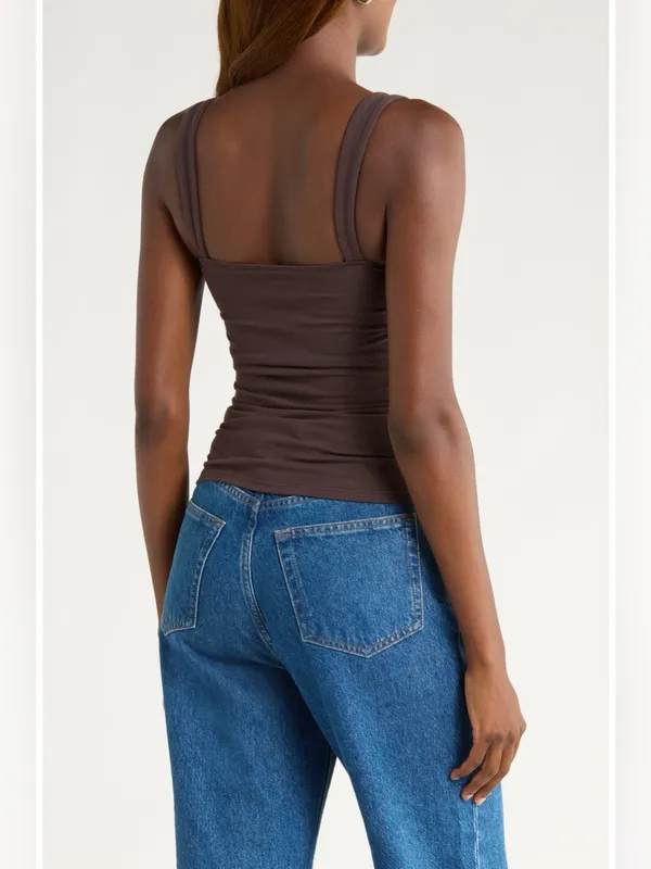Reformation Trish Knit Top in Mole XL - Image 4