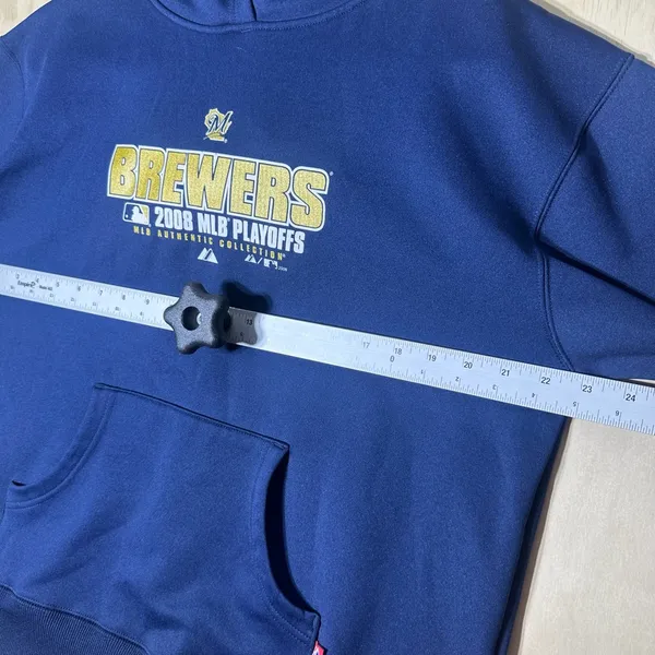 Milwaukee Brewers 2008 Playoffs Majestic Hoodie ThermaBase Insulation Women’s XL - Image 4
