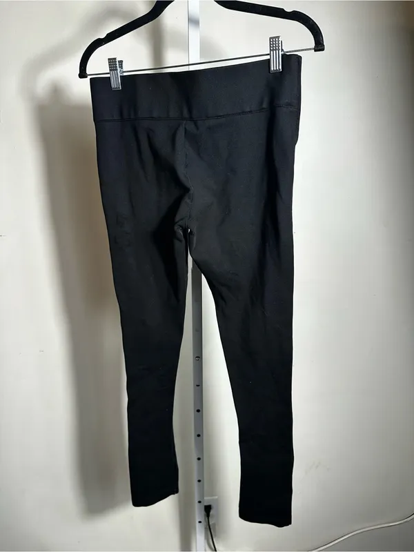 P386. Zara Black High-Rise Ponte Leggings with Side Zip Detail - Image 3