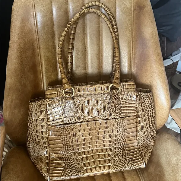 Brahmin Croc-Embossed Tan Tote Bag - Image 2