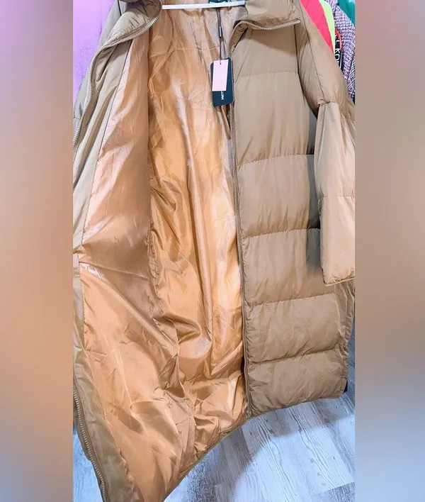 PrettyLitttleThing Chocolate soft nylon oversized padded MAXI COAT - Image 5