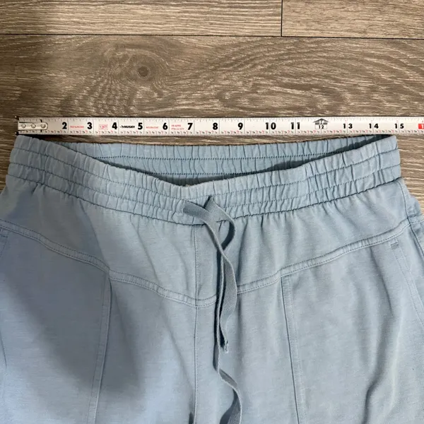 Rae Mode Women Cotton Blend Pants Siz L Light Blue Wide Leg Lounge Elastic Waist - Image 4