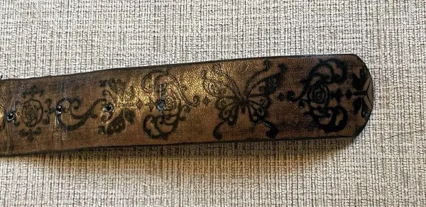 Women’s Brown Faux Leather Bohemian Mandala Print Belt Size 11 - Image 5