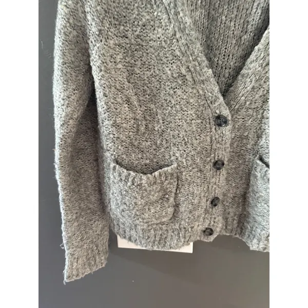 Gap Womens Gray Boucle‎ Knit Wool Blend Button Front Cardigan Sweater Pockets S - Image 4