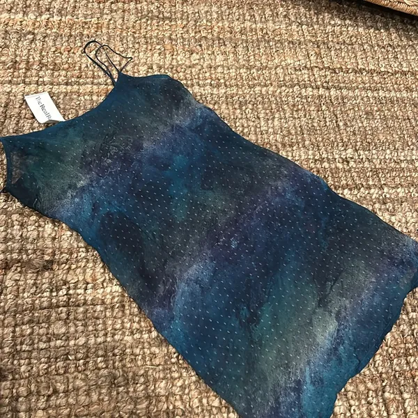 Non Signe Designer Holographic Floral Printed Slip Dress - Image 3