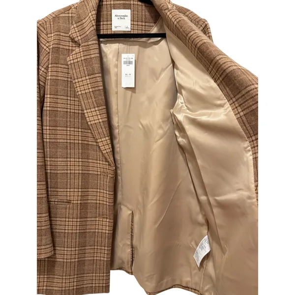 Abercrombie & Fitch Brown Plaid Blazer‎ Jacket Large - Image 4