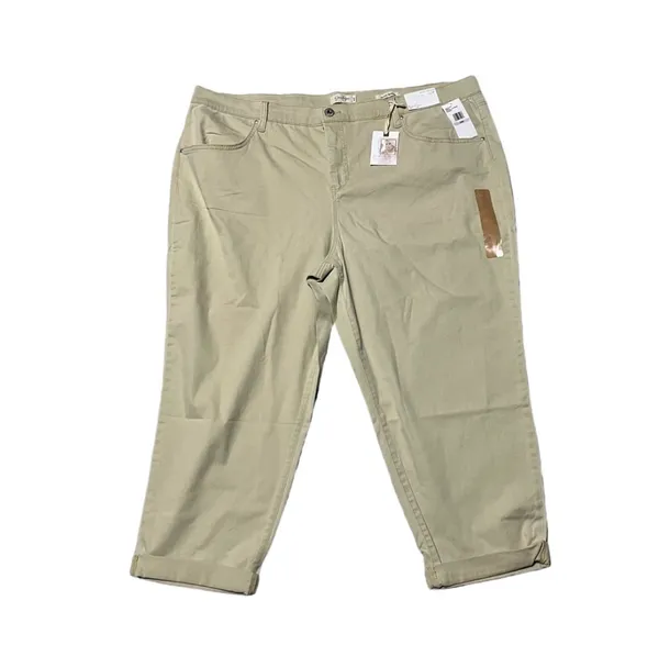 NWT 22W Plus Size Jessica Simpson Women’s Slouchy Boyfriend Khaki Ankle Cropped Chinos Pants - Image 3
