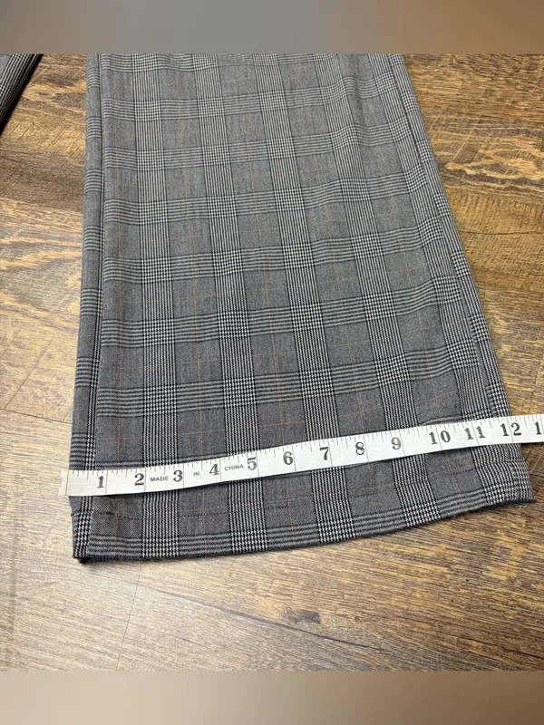 American Eagle High-Rise Baggy Wide Leg Trouser Pant Womens 6 Gray Plaid Stretch - Image 2