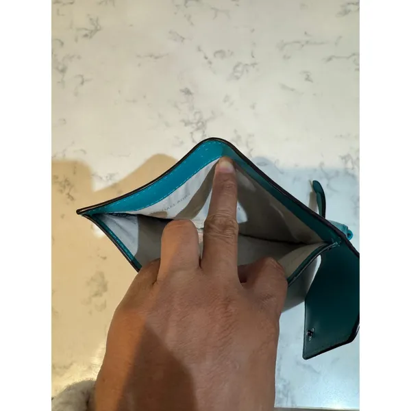Michael Kors leather small envelope wallet snap closure turquoise 2017 preppy - Image 8