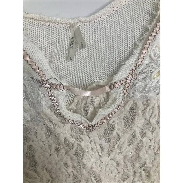 Gimmicks by BKE Y2K Buckle Womens Top Sheer Lace Front Back Beaded Embroider Size L - Image 8