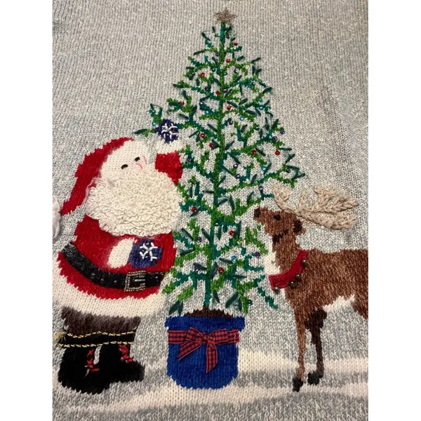 Vtg Design Options Philip & Jane Gordon Womens Christmas Sweater Size M/L Santa - Image 4