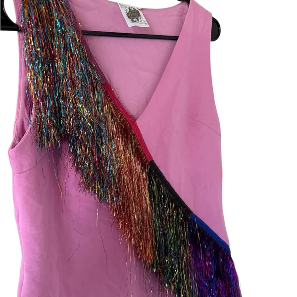 Queen of Sparkles Diagonal Metallic Fringe Dress - Image 9