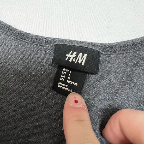H&M Charcoal Henley Roll-Sleeve Top - Image 3