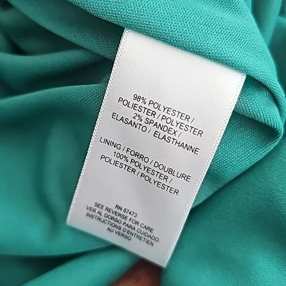 Taylor NWT Printed Chiffon Mock Neck Sleeveless Gathered Maxi Dress Rust Teal 6‎ - Image 10