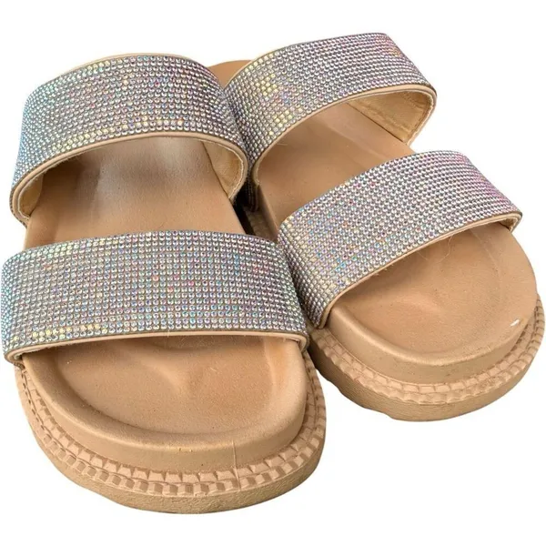 Womens Buckle Qupid Holographic Bling Chunky Slides Sandals - Sz 8 - Image 6