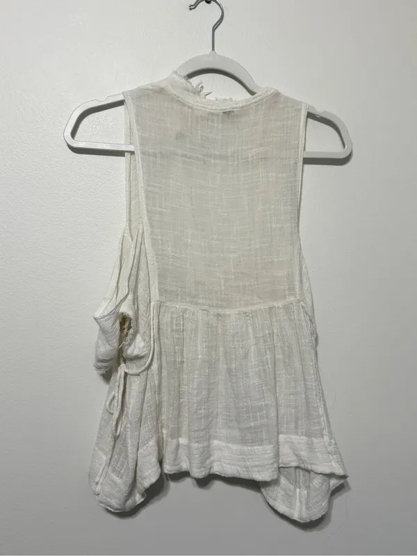 Free People One Gauze Indus Cold Shoulder Blouse Size Small Boho White Top - Image 7
