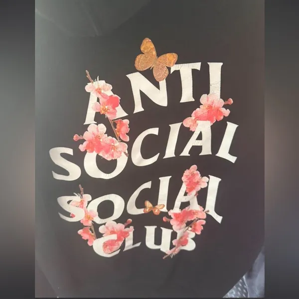 Anti Social Social Club (ASSC) Hoodie in black with butterfly and flowers - Image 8