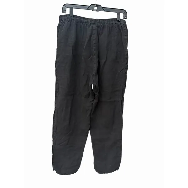 Match Point Pants Womens Medium 100% Linen Straight Leg Black Pockets #III11-1 - Image 8