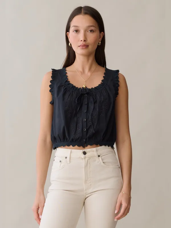 NWT Few Moda Shelby Cotton top size Medium M Black eyelet embroidered Sorella - Image 2