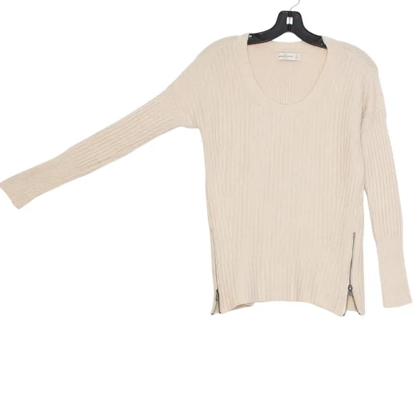 Abercrombie & Fitch Sweater Wool Minimalist Cozy Neutral Ribbed Cream Size Small - Image 5