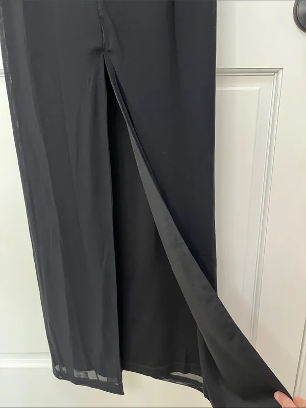 NWT Lulus Sensational Appeal Black Mesh Cutout Long Sleeve Maxi Dress - Size XS - Image 10