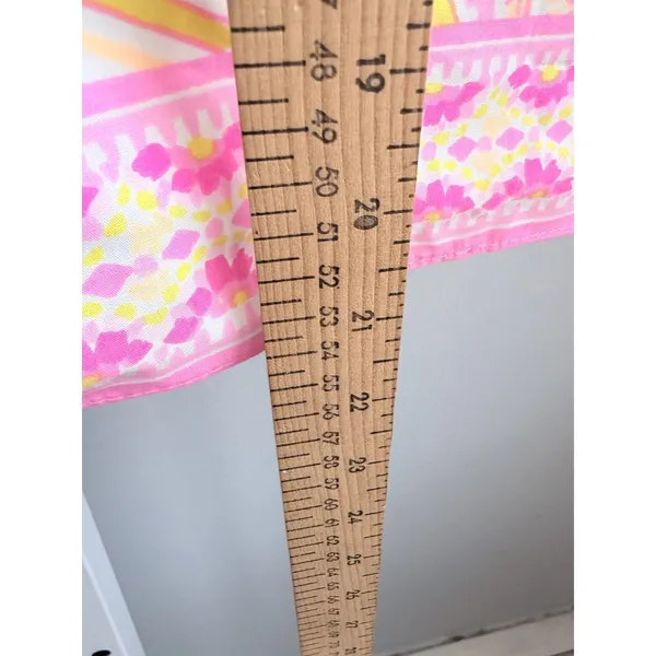 Lilly Pulitzer Pink Yellow Green Abstract Print Scarf - Image 3