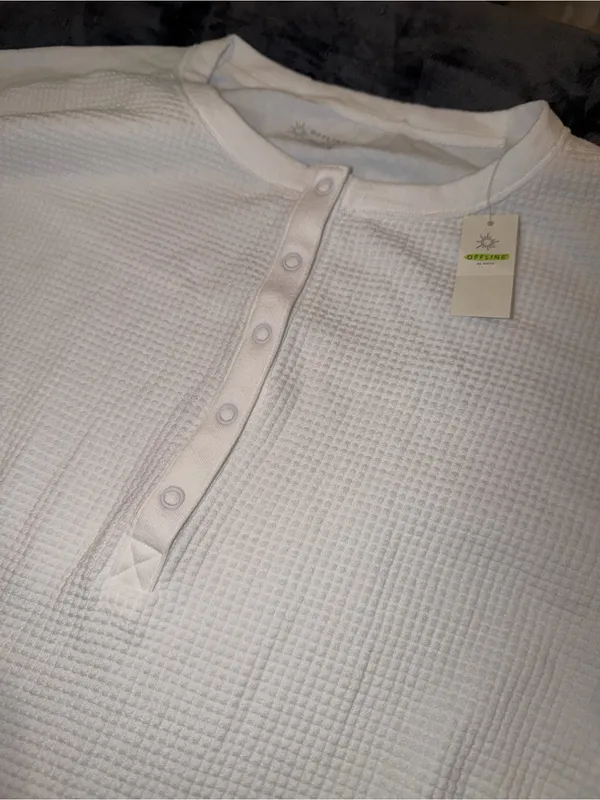 Aerie Offline Wow! Waffle Henley T-Shirt in White Size XS New with tags - Image 8