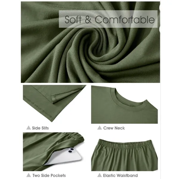 NEW Soft 2 Pc Lounge Set Pajamas Knit Short Sleeve Top & Long Pants M - Image 7