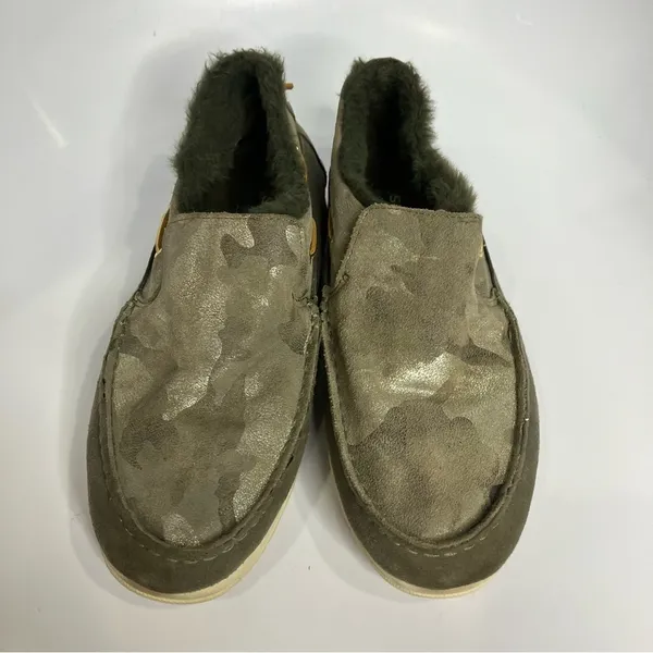 Sperry Moc-sider slip on shoes‎ metallic camouflage women’s size 8.5 faux fur - Image 3