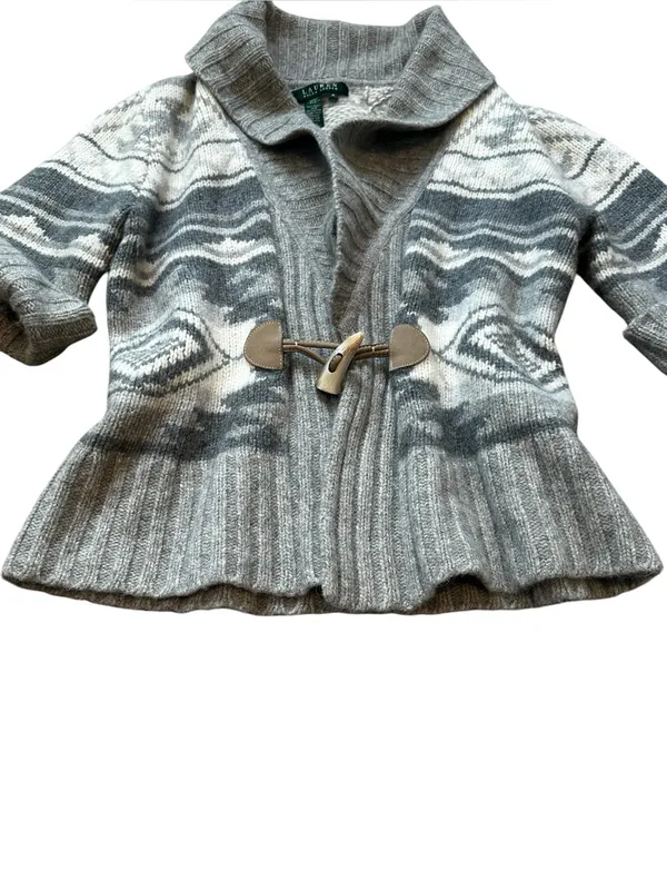 Lauren Ralph Lauren Shawl Collar Cardigan Toggle Wool Angora Southwestern Boho - Image 4