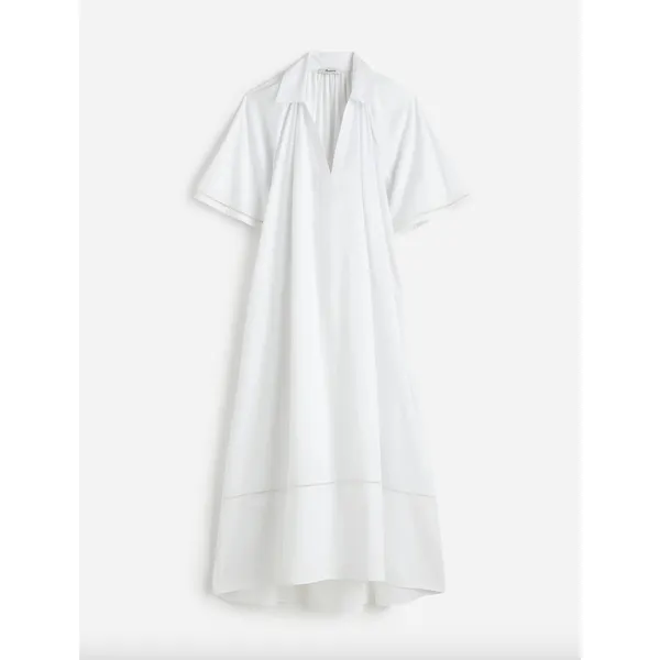 Madewell Poplin Splitneck Midi Shirtdress Cotton White Pockets Relaxed M NWT - Image 6