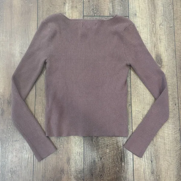 Abercrombie & Fitch LuxeLoft Soft Date Night Sweater Knit Sweetheart Top Brown S - Image 6