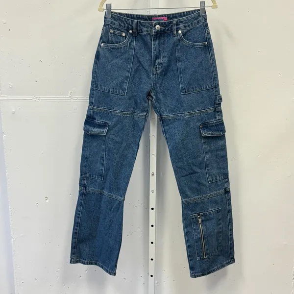 Edikted Denim Cargo Carpenter Jeans Straight Leg Multi Pocket Women's Size S - Image 2