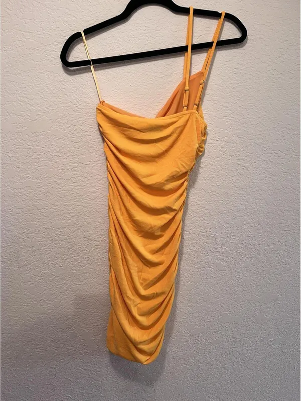 Princess Polly Orange Ruched‎ Midi Bodycon Dress Size AU/UK 10 US 6 - Image 3