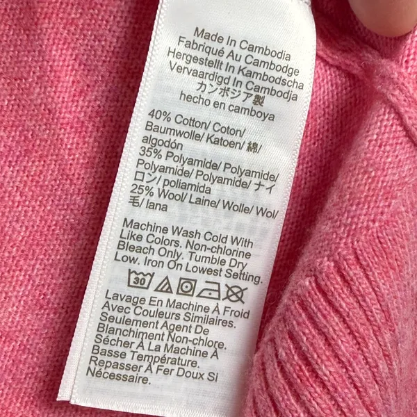 J.Crew Pink Cotton Wool Blend Raglan Crew‎ Neck Sweater CL495 Womens Small - Image 6
