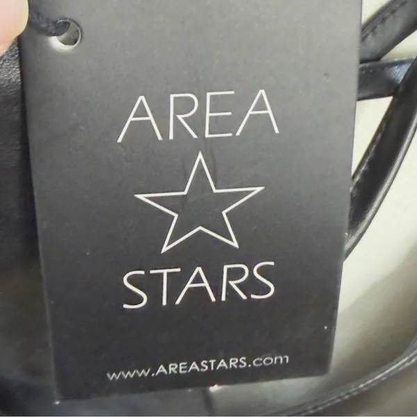 Area Stars Faux Leather Mini Dress Black Long Puff Sleeves Lace Up Square Neck M - Image 12