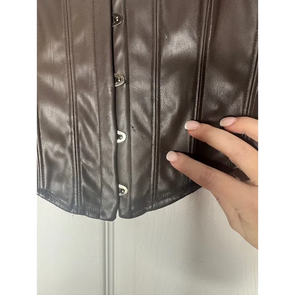 Out From Under Brown Faux Leather Bustier Corset Top Size Small‎ - Image 3