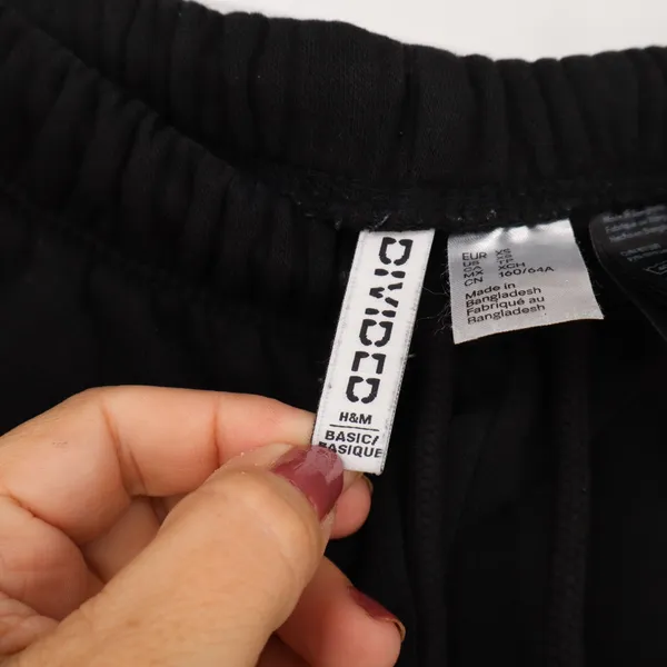 H&M Divided Sweatpants Womens XS Basic Wide Leg Black Fleece Drawstring EXCL - Image 2