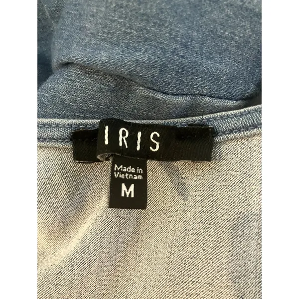 IRIS Chambray Stretch Denim Zipper Crop Top Size Medium M Juniors - Image 3