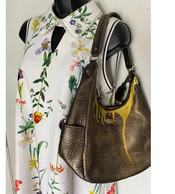 Cole Haan Leather Crossbody Brown Gold Customized - Image 11