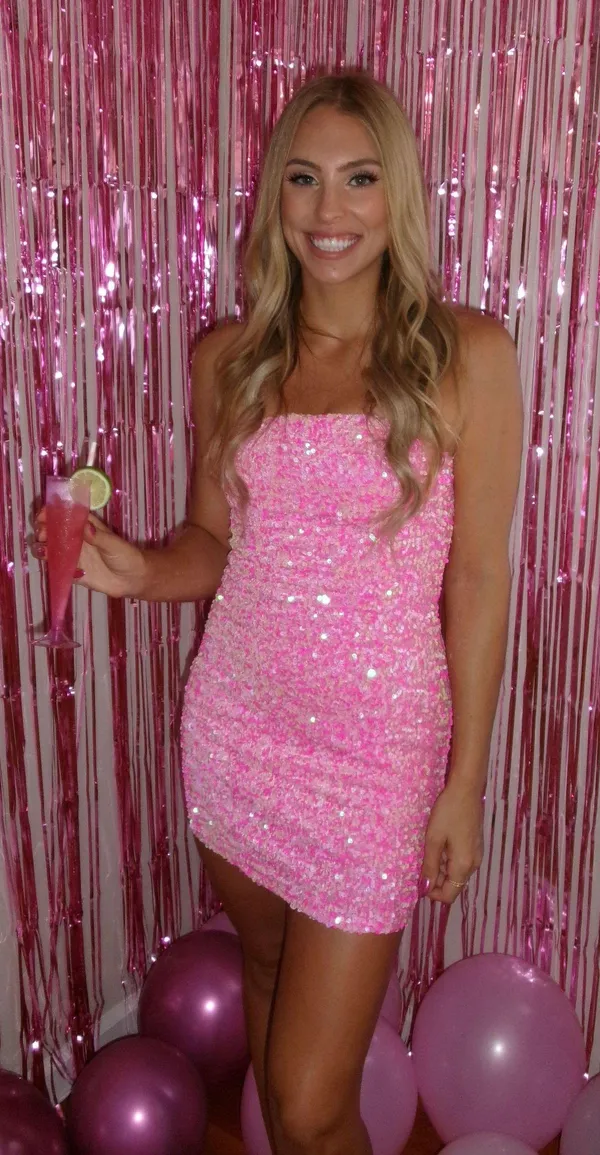 Size 6 Premium Velvet Sequin Bandeau Mini Dress - Image 6