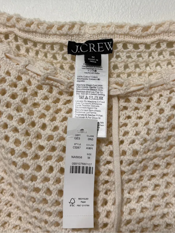 NWT J. CREW Crochet beach Mini skirt Size Medium NEW Cream - Image 3