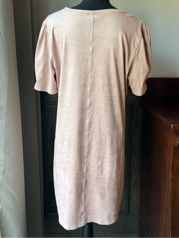 Another Love Soft Blush Pink Short Sleeve Casual Dress large Euc - Image 3