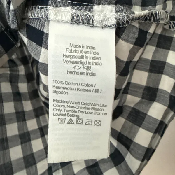 J. Crew sz M‎ Navy Blue Gingham Button Down Womens Long Sleeve Preppy - Image 5