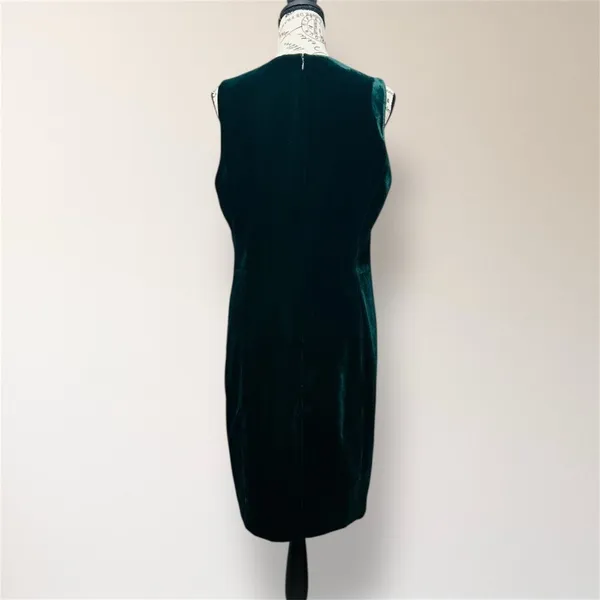 Elie Tahari Green Velvet Sheath Sleeveless Dress‎ Cutout Autumn Wedding Guest - Image 5