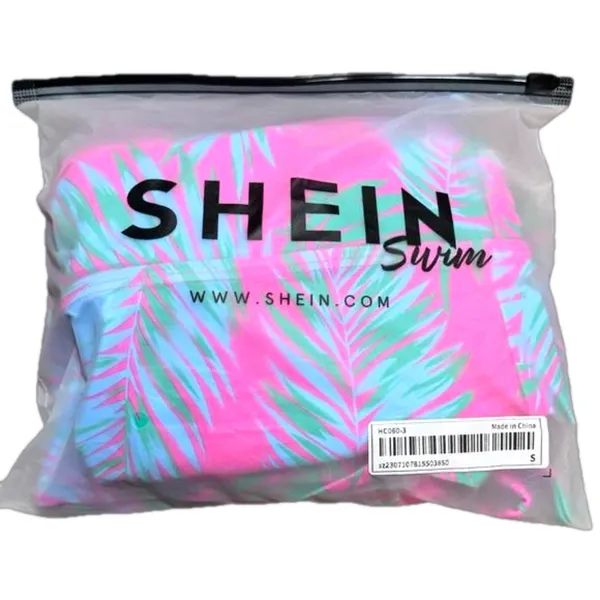 NWT SHEIN Lushore Summer Beach Tropical Print Drawstring Side Tankini Size Small - Image 3
