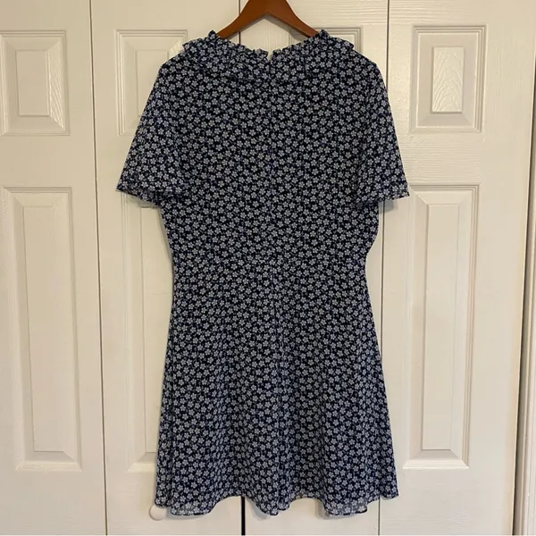 Lauren Ralph Lauren Mini Dress 14‎ Navy Blue Floral Cottagecore Preppy Feminine - Image 8